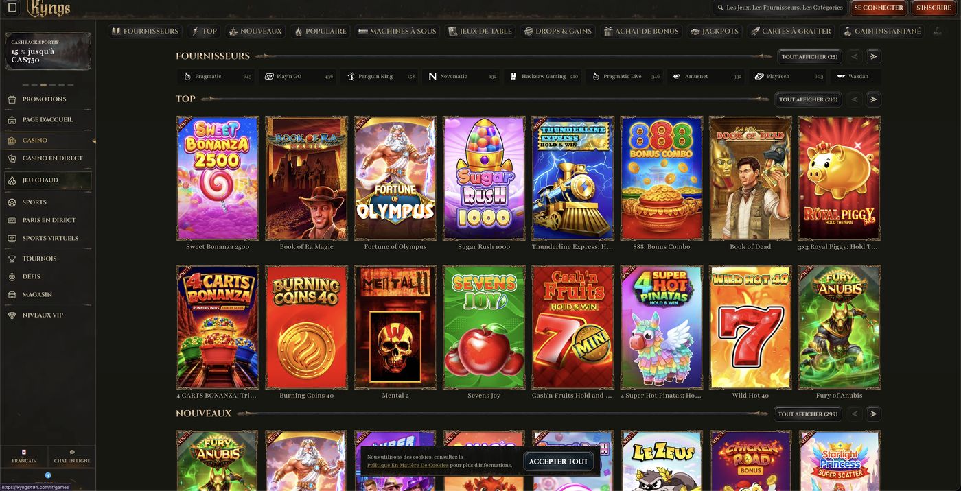 Catalogue de machines à sous de Kyngs Casino