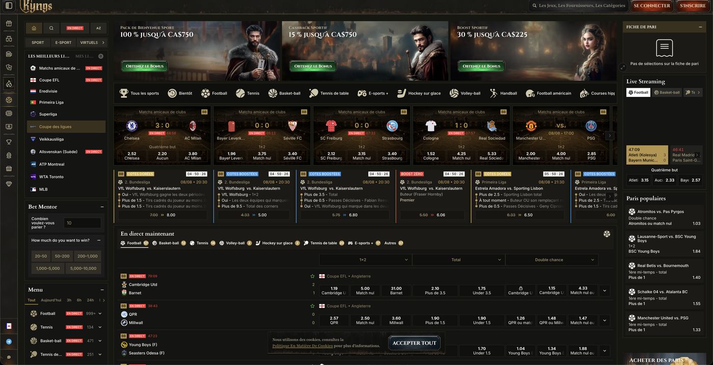 Espace paris sportifs de Kyngs Casino